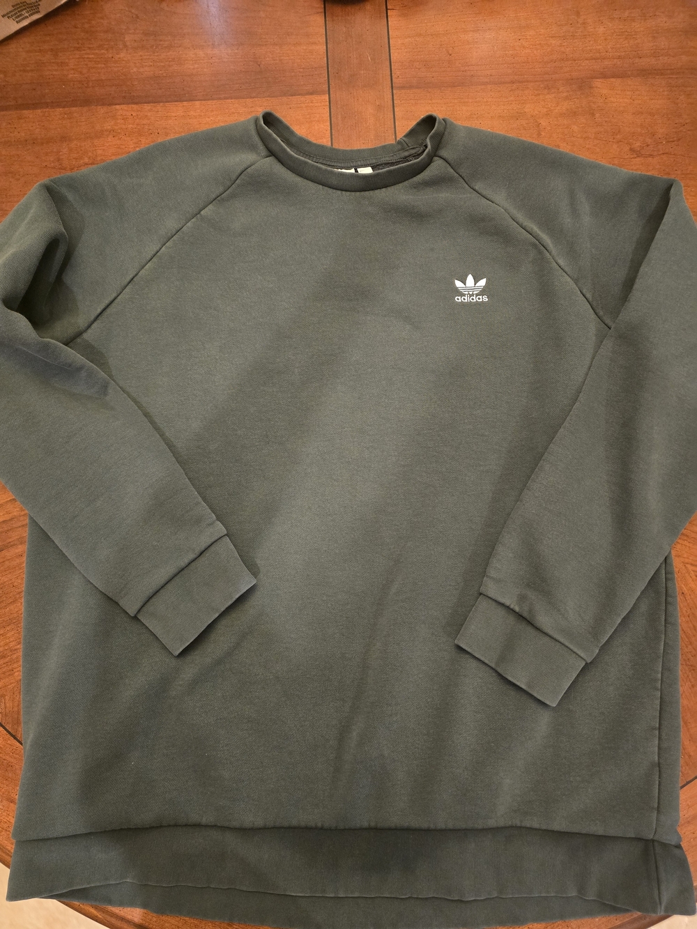 adidas Olive Crewneck Sweatshirt with Trefoil Logo